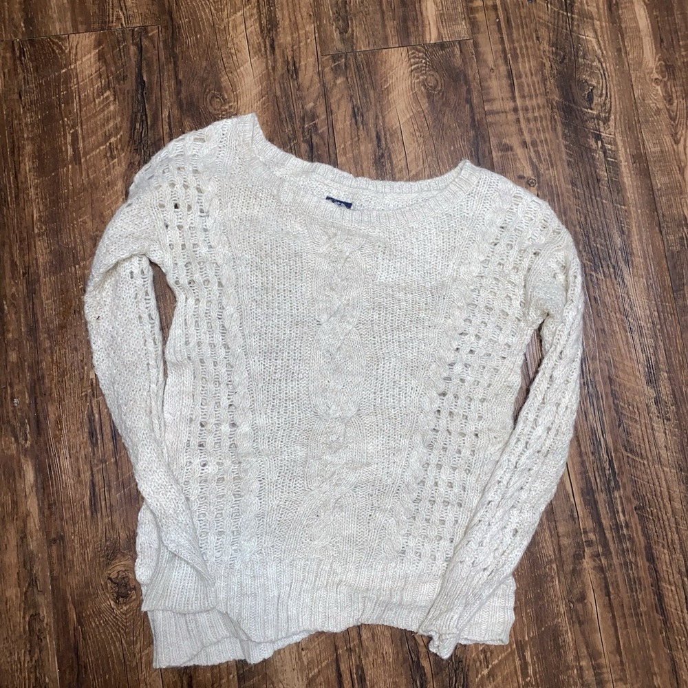American Eagle Small Cream‎ Knit Womens Wool Blend Pullover Sweater